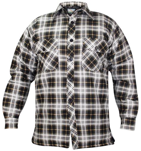 Mens Quilted Lined Padded Lumberjack Check Flannel Winter Work Shirt