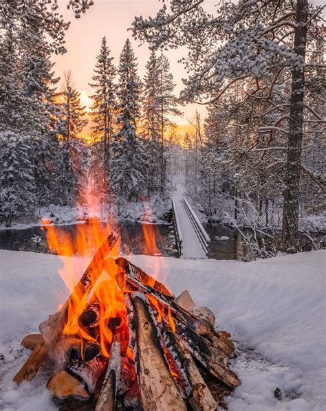 Bonfire In The Snow Finland By Asko Kuittinen Winter Fire