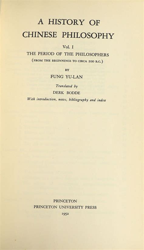 A History Of Chinese Philosophy Vol 1 The Period Of The Philosophers