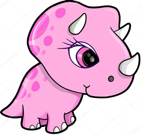 Cute Pink Triceratops Dinosaur Vector Illustration Stock Vector Image