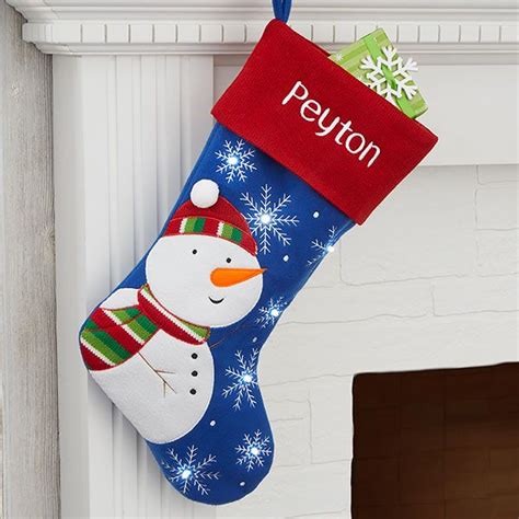 Snowman Winter Fun Personalized Led Light Up Christmas Stocking