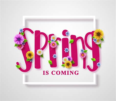 Premium Vector Spring Is Coming Vector Banner With Text Colorful