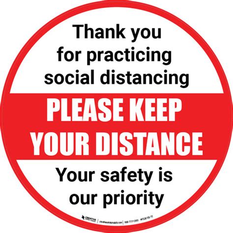 Social Distancing Please Keep Your Distance Circle Floor Sign