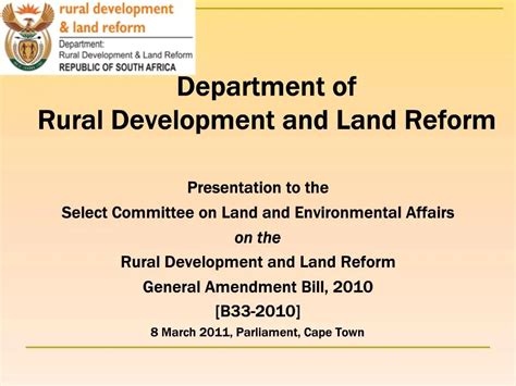 Ppt Department Of Rural Development And Land Reform Powerpoint