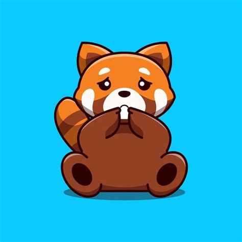 Cute Red Panda Sad Cartoon Icon Illustration 8288742 Vector Art At Vecteezy