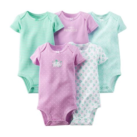Carters Newborn And Infant Girls 5 Pack Bodysuits Assorted