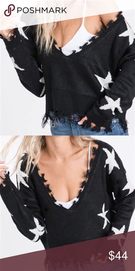 Stars Distressed Sweater Knit How Amazing Is This Sweater That Star