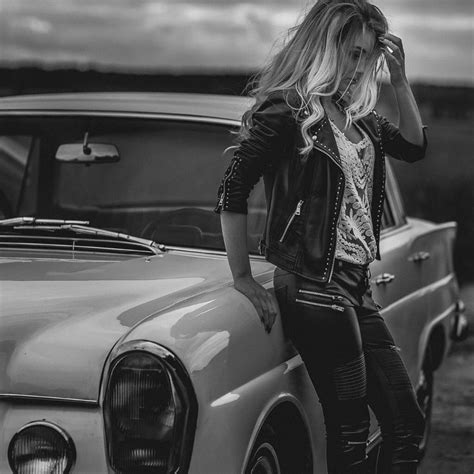 Classic Mercedes Benz And Beautiful Woman Photo Was Taken From