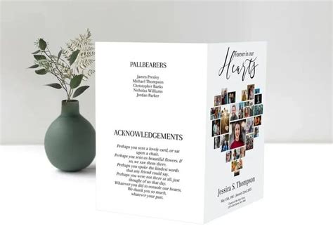 Heart Collage Funeral Program Template Editable Funeral Etsy