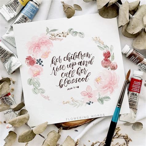 Floral Watercolour Wreath With Bible Verse Watercolor Lettering