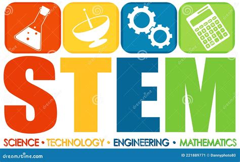 Stem Logo With Education And Learning Icon Elements Stock Vector