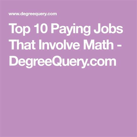 Top 10 Paying Jobs That Involve Math Paying Jobs