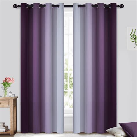 Yakamok Purple Curtain For Bedroomliving Room Blackoutombre Curtains
