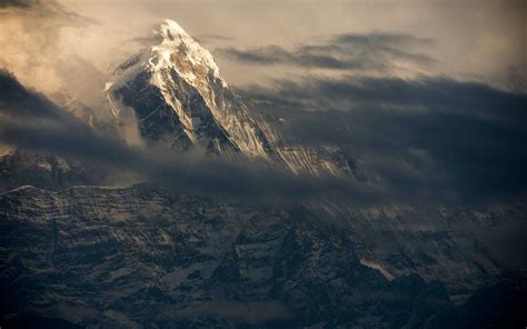 Nature Landscape Himalayas Mountain Snowy Peak Sunset Mist Nepal