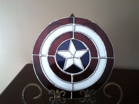 Captain America Shield Stained Glass Avengers Shield Glass Captain