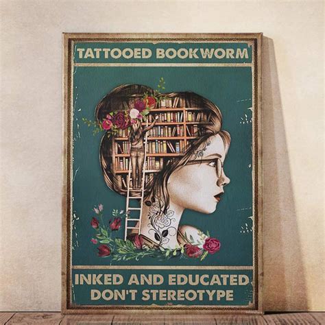 Poster Tattooed Bookworm Posters Wall Art Mlh Cv Command Strips Wall