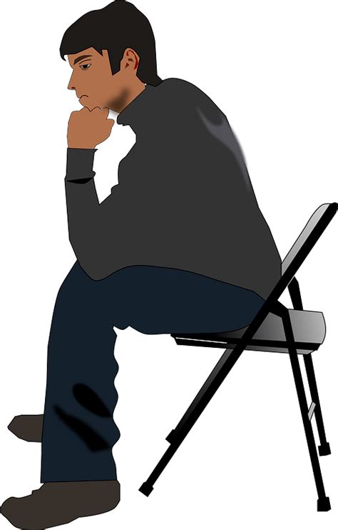 Man Sitting On A Folding Chair Thinking Clipart Free Download