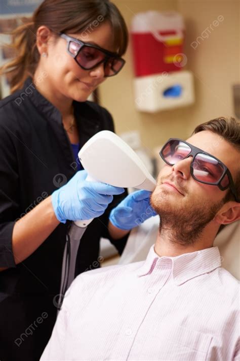 Man Having Laser Treatment At Beauty Clinic Background Medical