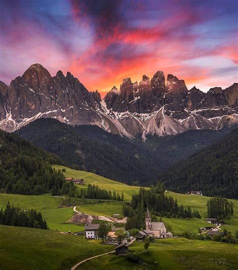 The Dolomites Northern Italian Alps Sunset Nature Village Mountans