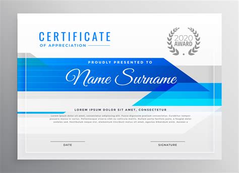Modern Blue Horizontal Diploma Certificate Template Download Free
