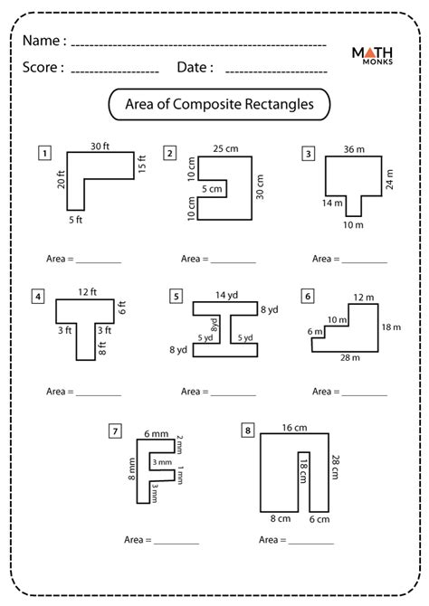 Area Of Composite Figures Worksheet 7th Grade Pdf
