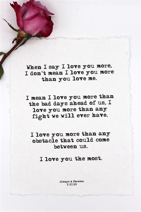 When I Say I Love You More Poem Print In Typewriter Font On Etsy