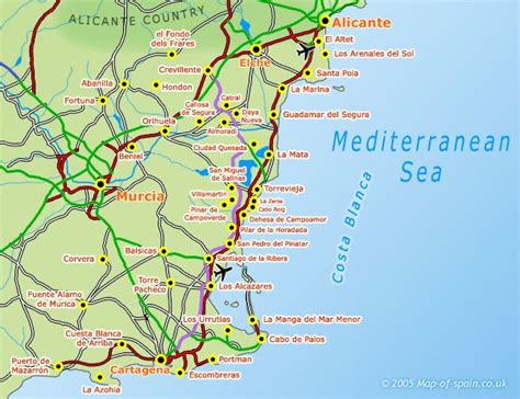Map Of The Costa Blanca Map Spain Travel Guide Costa Map Of Spain