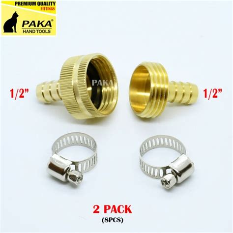 2 Pack 12garden Brass Hose Mender End Repair Kit Hose Connector Male