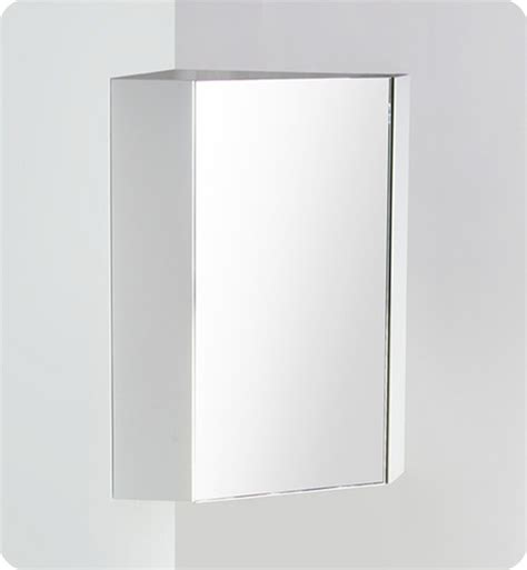 Fmc5084wh Fresca Coda 18 White Corner Medicine Cabinet W Mirror Door