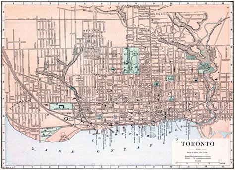 Large Detailed Old Road Map Of Toronto City 1893 Maps