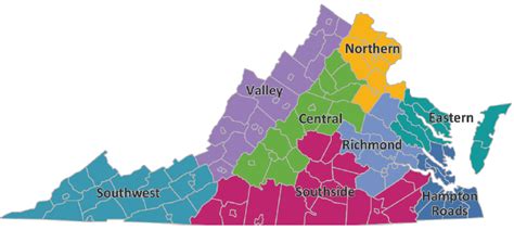Five Regions Of Virginia Map United States Map
