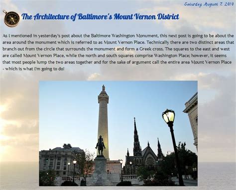 The Architecture Of Baltimores Mount Vernon District