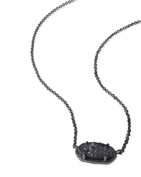 Elisa Gunmetal Pendant Necklace In Black Kendra Scott