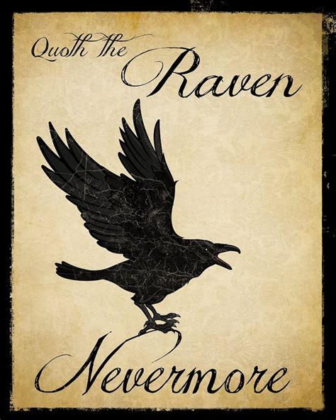 Quoth The Raven Nevermore Edgar Allan Poe Literary Quote Etsy
