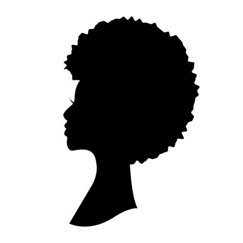 Vector Illustration Of A Black Woman With Afro Hair Silhouette Side