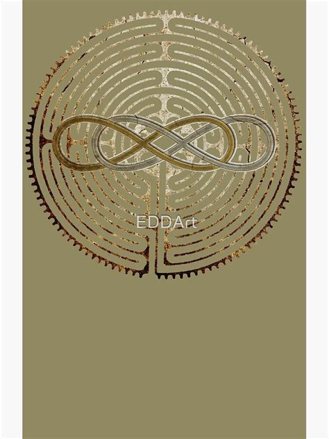 Lemniscate Double Infinity On Labyrinth Chartres Antique Metal Poster