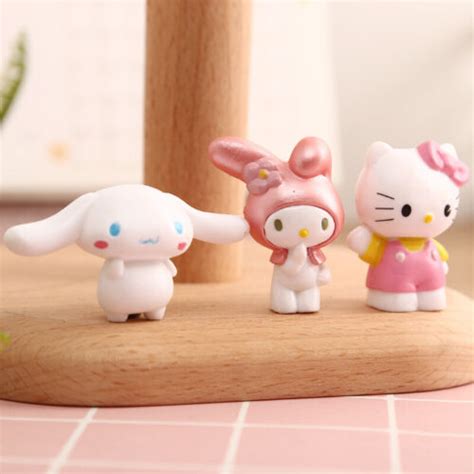 6pcsset Cute Hello Kitty My Melody Kuromi Xo Cinnamoroll Keroppi Figures Toy Collectibles And Art