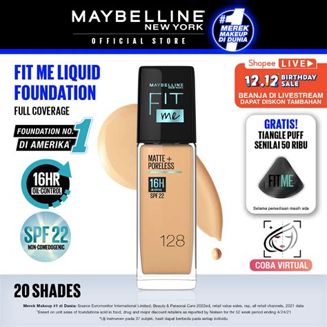 Jual Maybelline Fit Me Matte Poreless Liquid Foundation Make Up 30ml