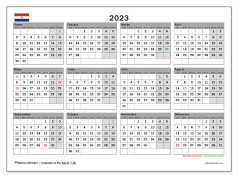 Calendario 2023 Para Imprimir “33ld” Michel Zbinden Py