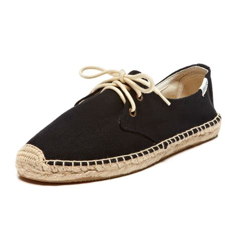 Soludos Black Espadrille Lace Up Flat Lyst