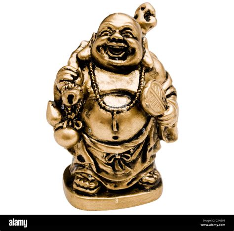 Figurine Of Laughing Buddha Isolated Over White Stock Photo Alamy