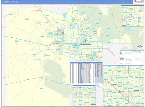 Maricopa County Az Zip Code Wall Map Basic Style By Marketmaps