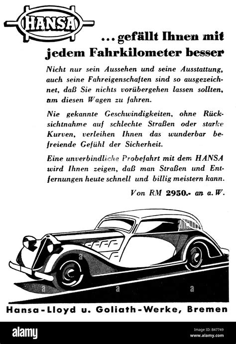 Advertising Cars Hansa Of Hansa Lloyd Works Bremen Advert