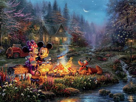 Thomas Kinkade Disney Mickey And Minnie Campfire 750 Pieces Ceaco