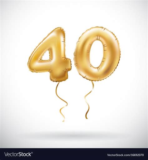 Golden Number 40 Forty Metallic Balloon Party Vector Image