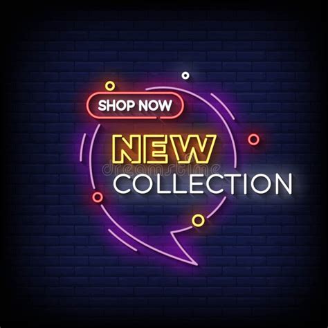 Neon Sign New Collection With Brick Wall Background Vector Illustration Stock Vector