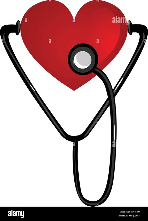 White Background Vector Illustration Of A Heart Stethoscope Stock