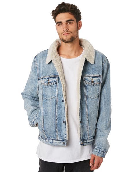 Rollas Denim Mens Sherpa Jacket Truckers Dust Blue Surfstitch