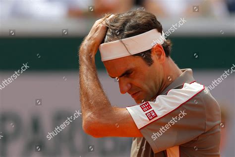 Switzerlands Roger Federer Adjusts His Hair Editorial Stock Photo