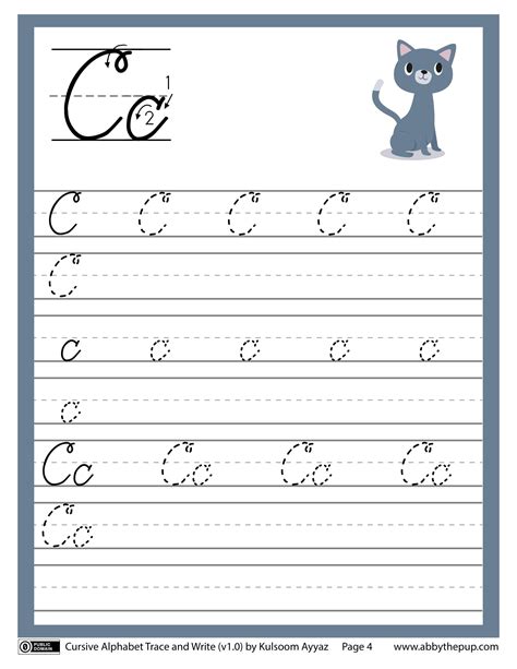 Cursive Alphabet Trace And Write Letter C Free Printable Puzzle Games